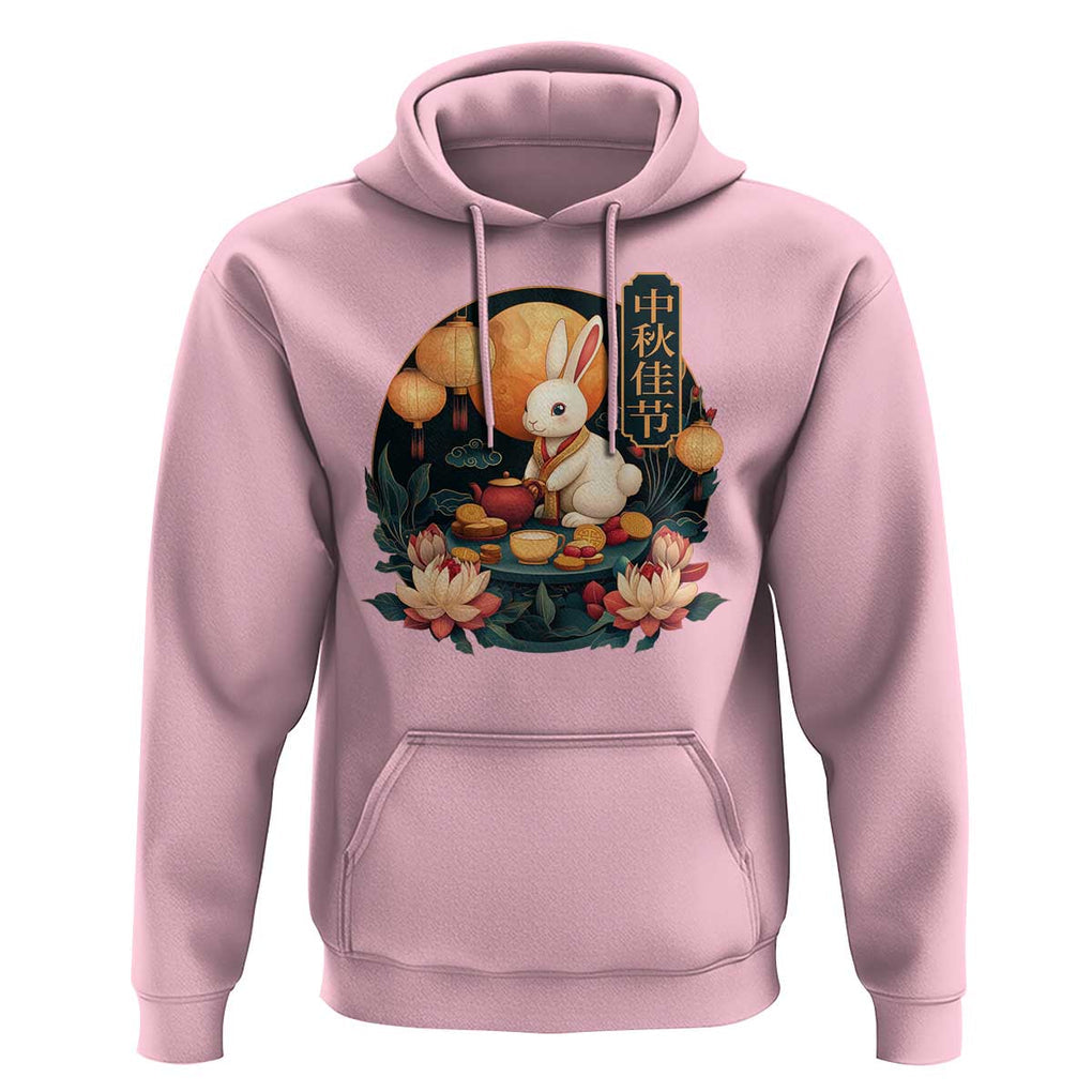 Mid Autumn Festival Hoodie Chinese Full Moon Rabbit Mooncake TS09 Light Pink Print Your Wear