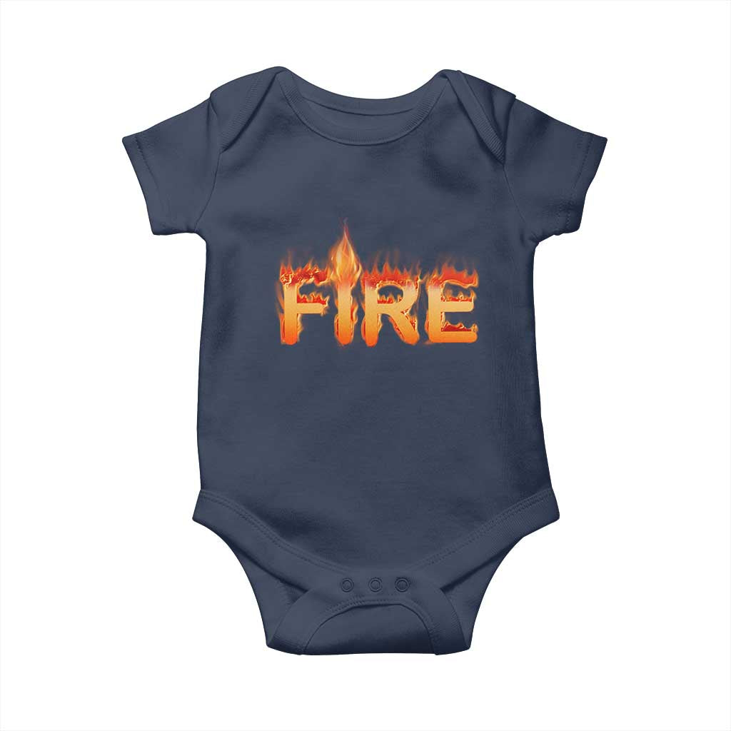 Couple Matching Fire And Ice Baby Onesie Typographic Fire TS09 Navy Print Your Wear