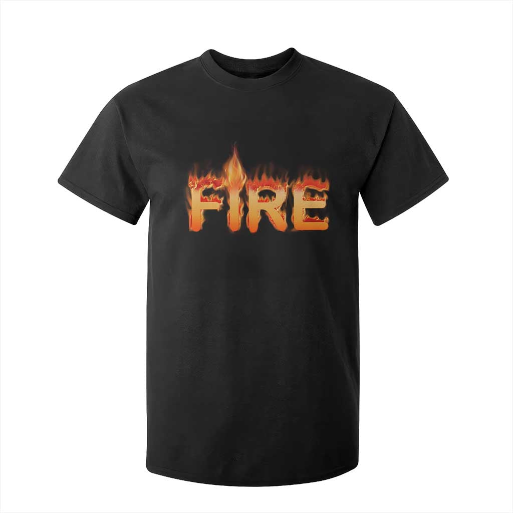 Couple Matching Fire And Ice T Shirt For Kid Typographic Fire TS09 Black Print Your Wear