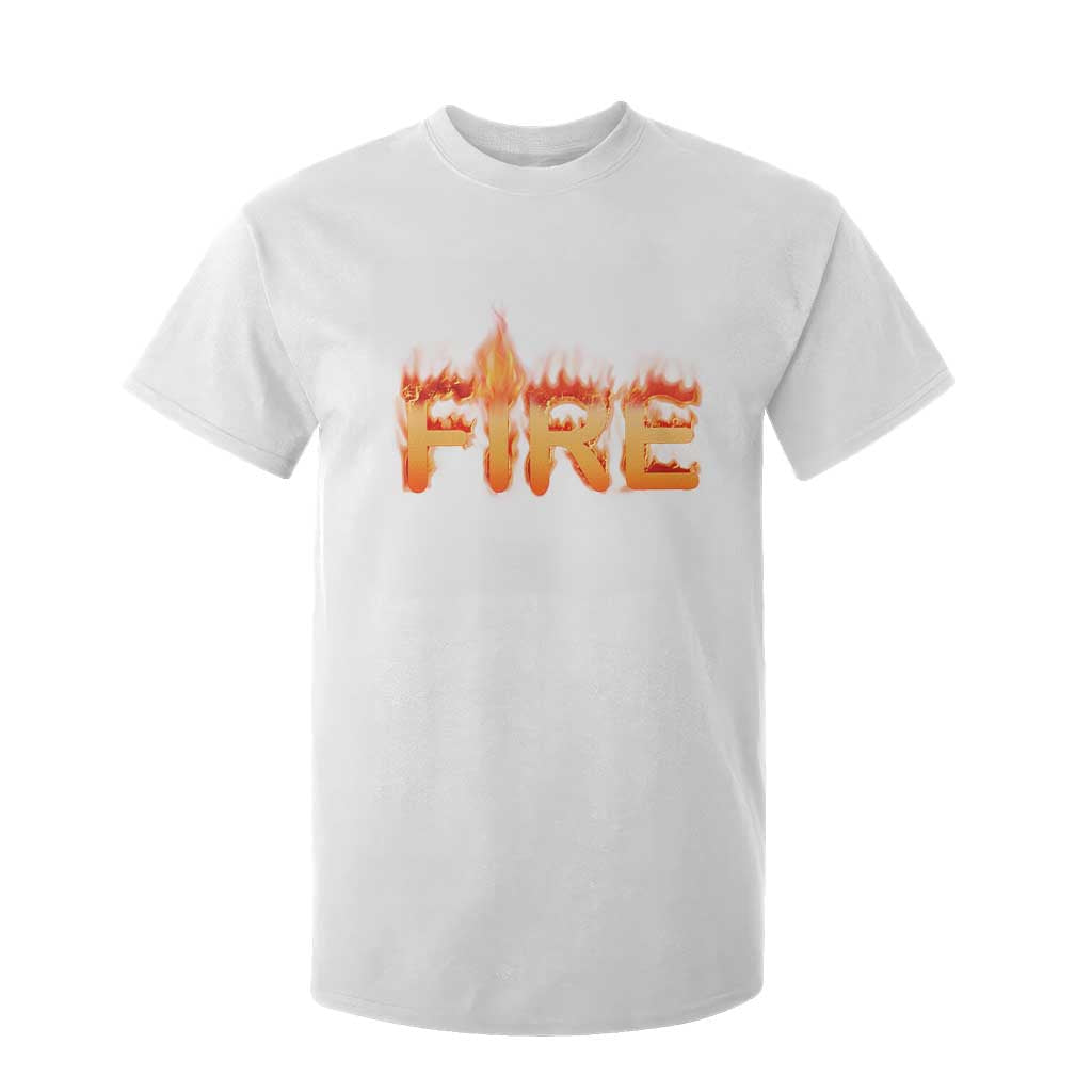 Couple Matching Fire And Ice T Shirt For Kid Typographic Fire TS09 White Print Your Wear