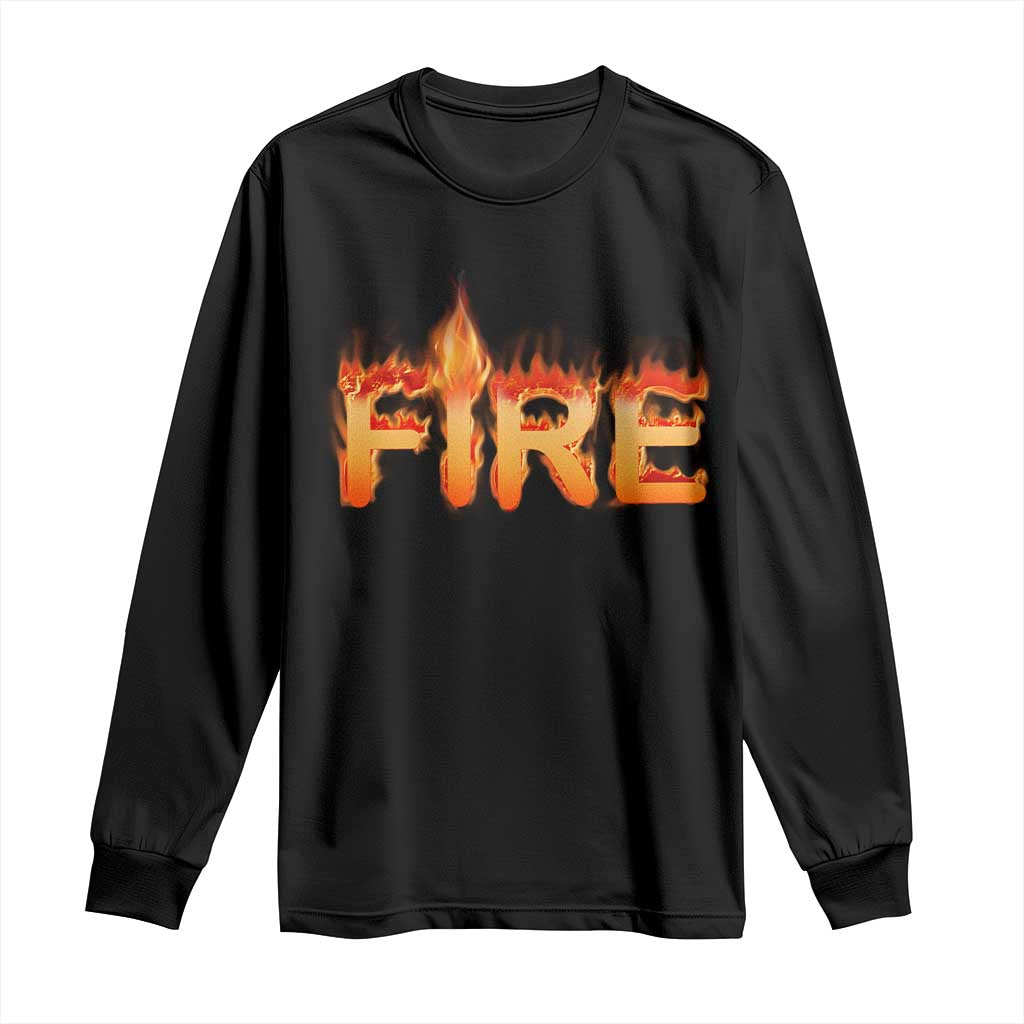 Couple Matching Fire And Ice Long Sleeve Shirt Typographic Fire TS09 Black Print Your Wear