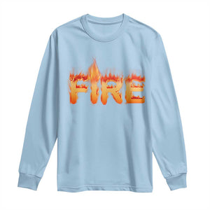 Couple Matching Fire And Ice Long Sleeve Shirt Typographic Fire TS09 Light Blue Print Your Wear