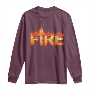 Couple Matching Fire And Ice Long Sleeve Shirt Typographic Fire TS09 Maroon Print Your Wear