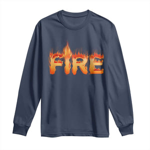 Couple Matching Fire And Ice Long Sleeve Shirt Typographic Fire TS09 Navy Print Your Wear