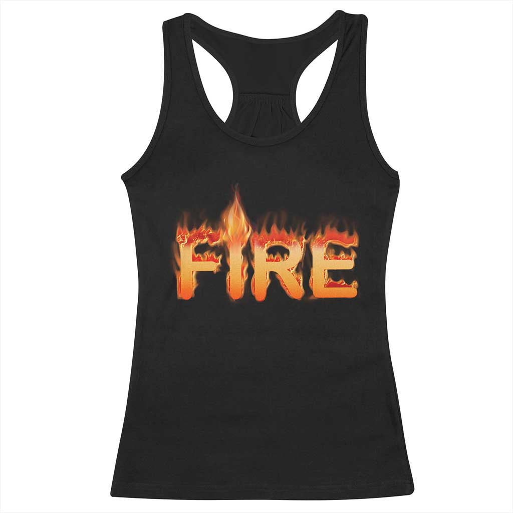 Couple Matching Fire And Ice Racerback Tank Top Typographic Fire TS09 Black Print Your Wear
