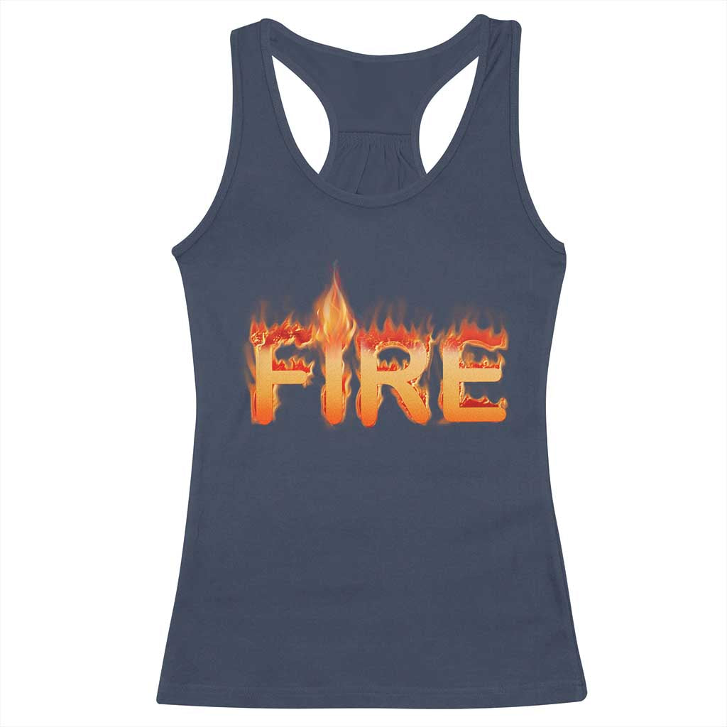 Couple Matching Fire And Ice Racerback Tank Top Typographic Fire TS09 Navy Print Your Wear