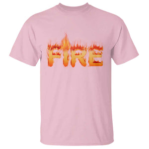 Couple Matching Fire And Ice T Shirt Typographic Fire TS09 Light Pink Print Your Wear