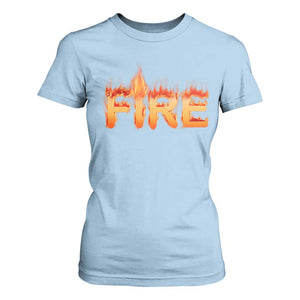 Couple Matching Fire And Ice T Shirt For Women Typographic Fire TS09 Light Blue Print Your Wear