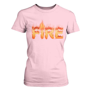 Couple Matching Fire And Ice T Shirt For Women Typographic Fire TS09 Light Pink Print Your Wear
