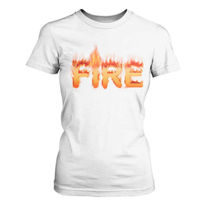 Couple Matching Fire And Ice T Shirt For Women Typographic Fire TS09 White Print Your Wear