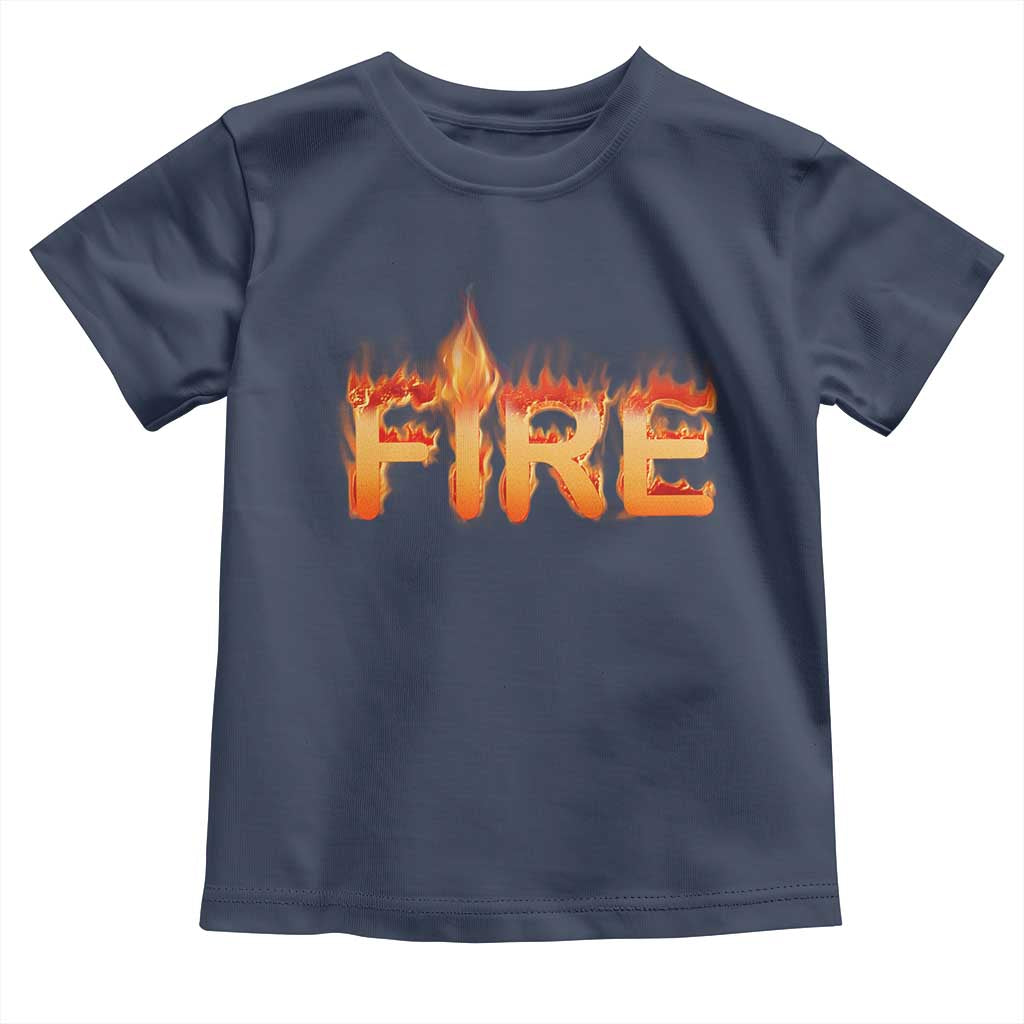 Couple Matching Fire And Ice Toddler T Shirt Typographic Fire TS09 Navy Print Your Wear