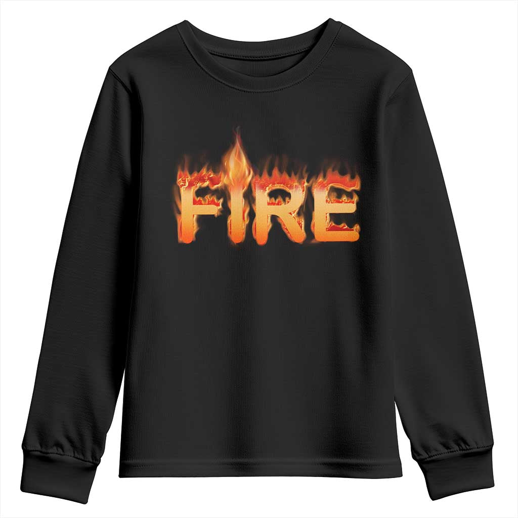 Couple Matching Fire And Ice Youth Sweatshirt Typographic Fire TS09 Black Print Your Wear