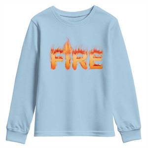 Couple Matching Fire And Ice Youth Sweatshirt Typographic Fire TS09 Light Blue Print Your Wear