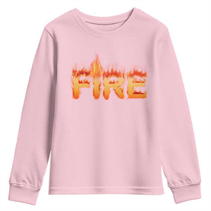 Couple Matching Fire And Ice Youth Sweatshirt Typographic Fire TS09 Light Pink Print Your Wear