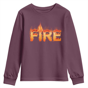 Couple Matching Fire And Ice Youth Sweatshirt Typographic Fire TS09 Maroon Print Your Wear