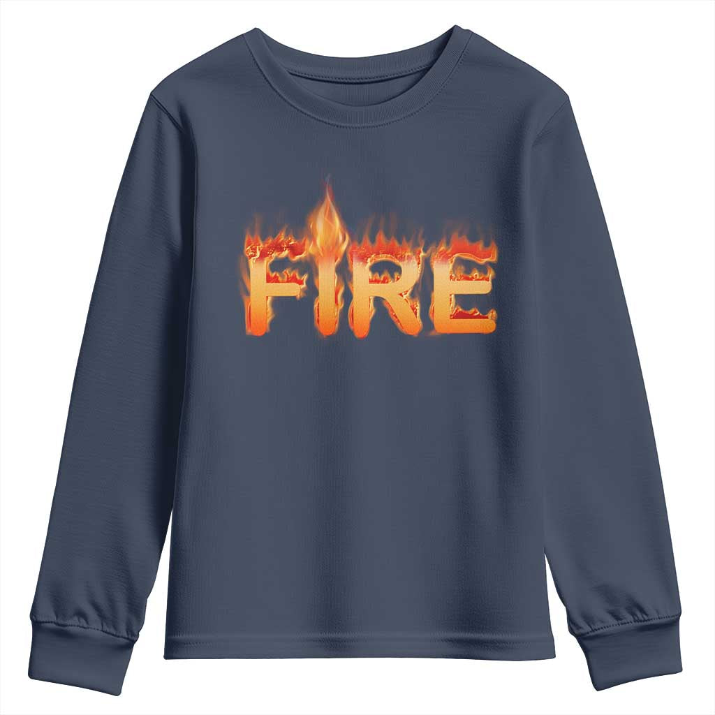 Couple Matching Fire And Ice Youth Sweatshirt Typographic Fire TS09 Navy Print Your Wear