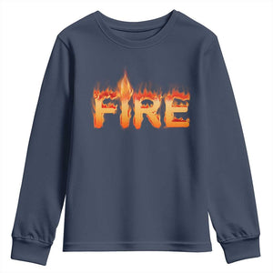 Couple Matching Fire And Ice Youth Sweatshirt Typographic Fire TS09 Navy Print Your Wear