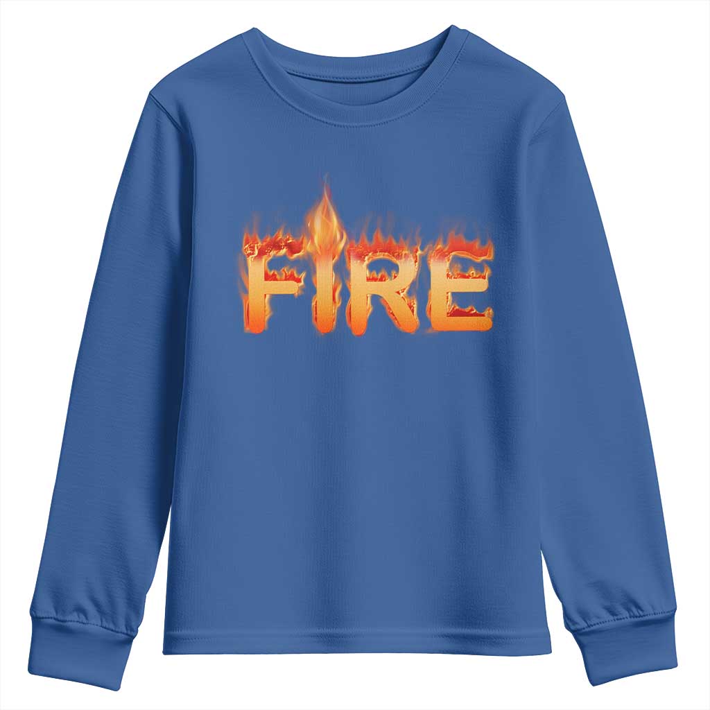 Couple Matching Fire And Ice Youth Sweatshirt Typographic Fire TS09 Royal Blue Print Your Wear