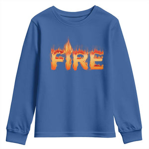 Couple Matching Fire And Ice Youth Sweatshirt Typographic Fire TS09 Royal Blue Print Your Wear