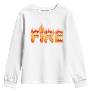 Couple Matching Fire And Ice Youth Sweatshirt Typographic Fire TS09 White Print Your Wear