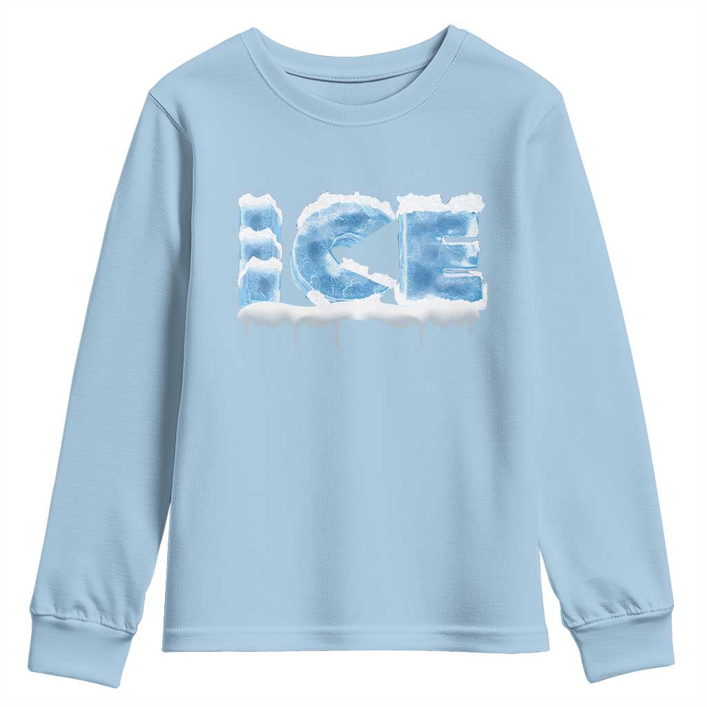 Couple Matching Fire And Ice Youth Sweatshirt Typographic Ice TS09 Light Blue Print Your Wear