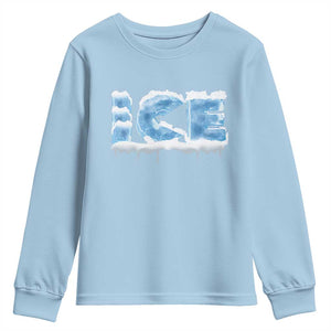 Couple Matching Fire And Ice Youth Sweatshirt Typographic Ice TS09 Light Blue Print Your Wear