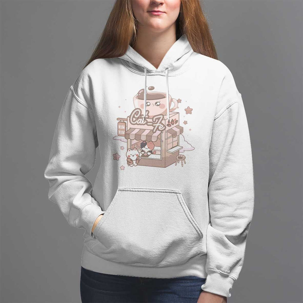 Cat Lover Hoodie CatFe Anime Kitty Coffee Shop TS09 White Print Your Wear