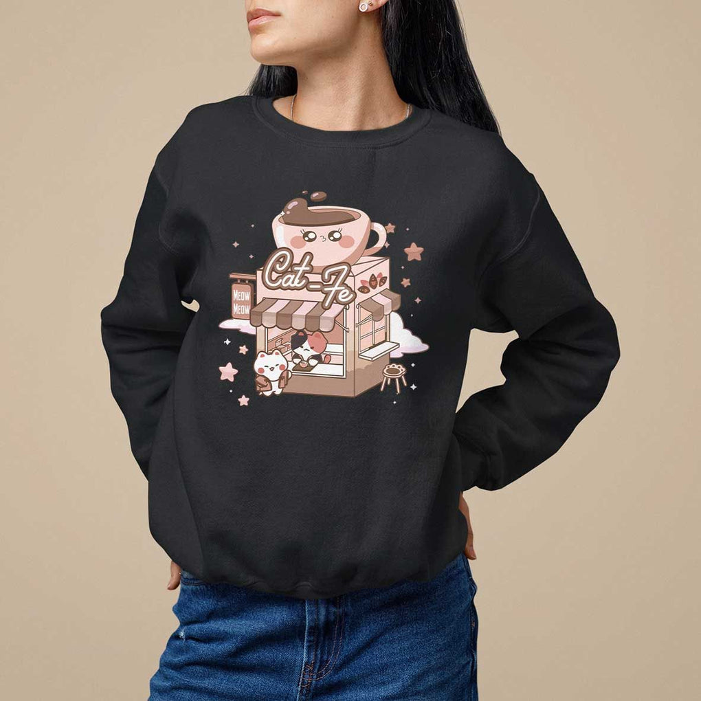Cat Lover Sweatshirt CatFe Anime Kitty Coffee Shop TS09 Black Print Your Wear