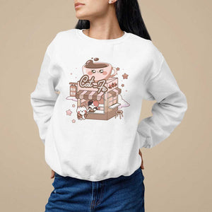 Cat Lover Sweatshirt CatFe Anime Kitty Coffee Shop TS09 White Print Your Wear