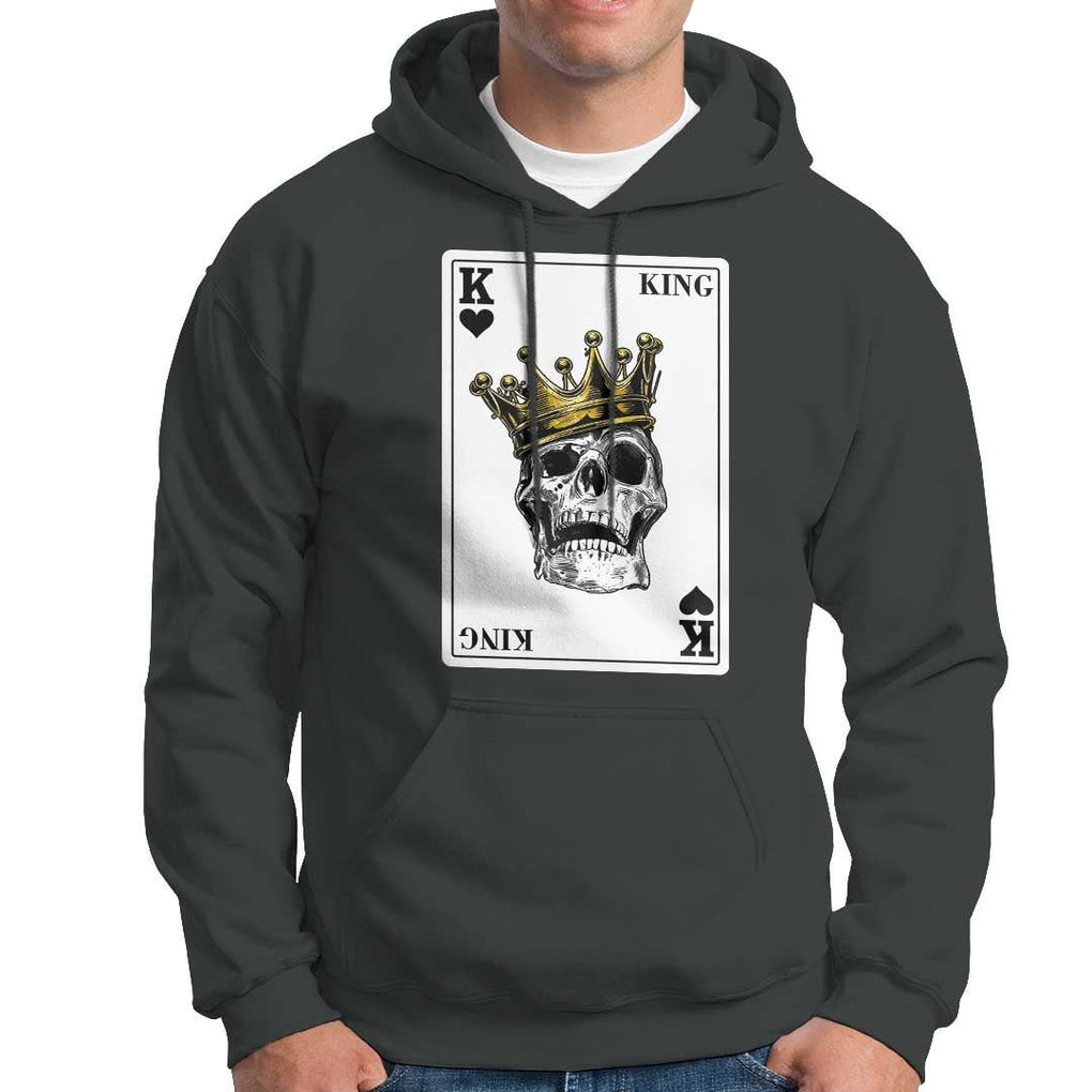 Poker Hoodie Couple Matching - 1/2 Card King Skull TS09 Dark Heather Print Your Wear