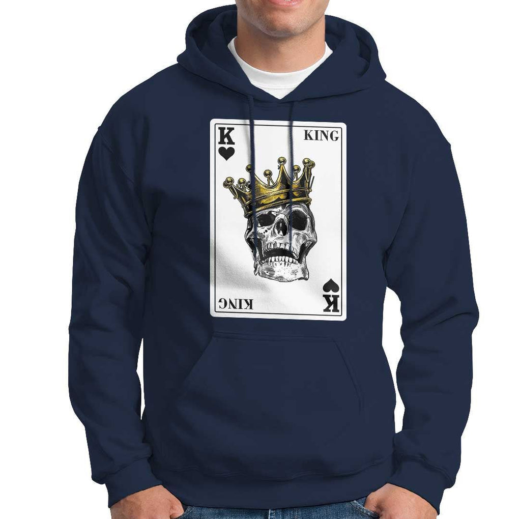 Poker Hoodie Couple Matching - 1/2 Card King Skull TS09 Navy Print Your Wear