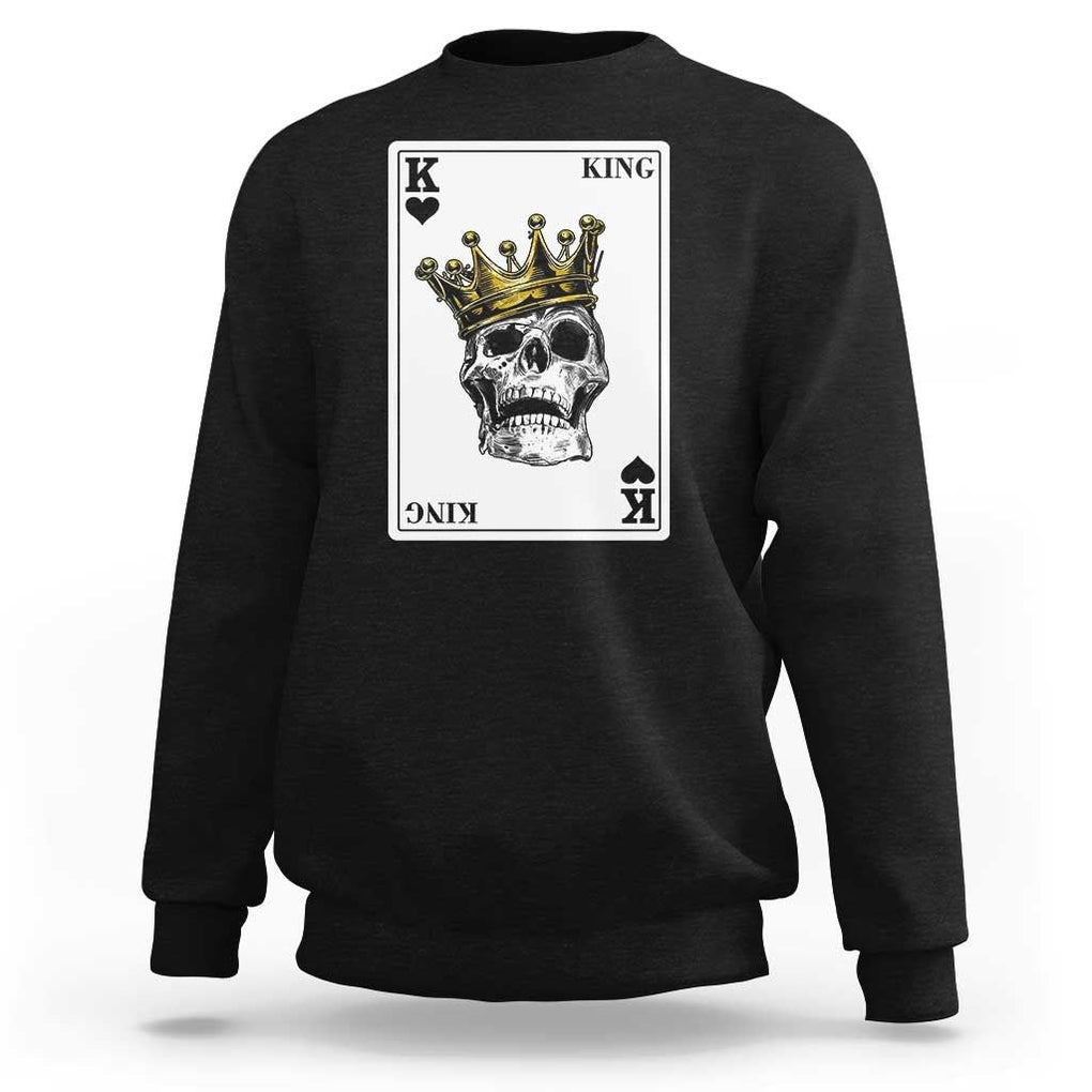 Poker Sweatshirt Couple Matching - 1/2 Card King Skull TS09 Black Print Your Wear