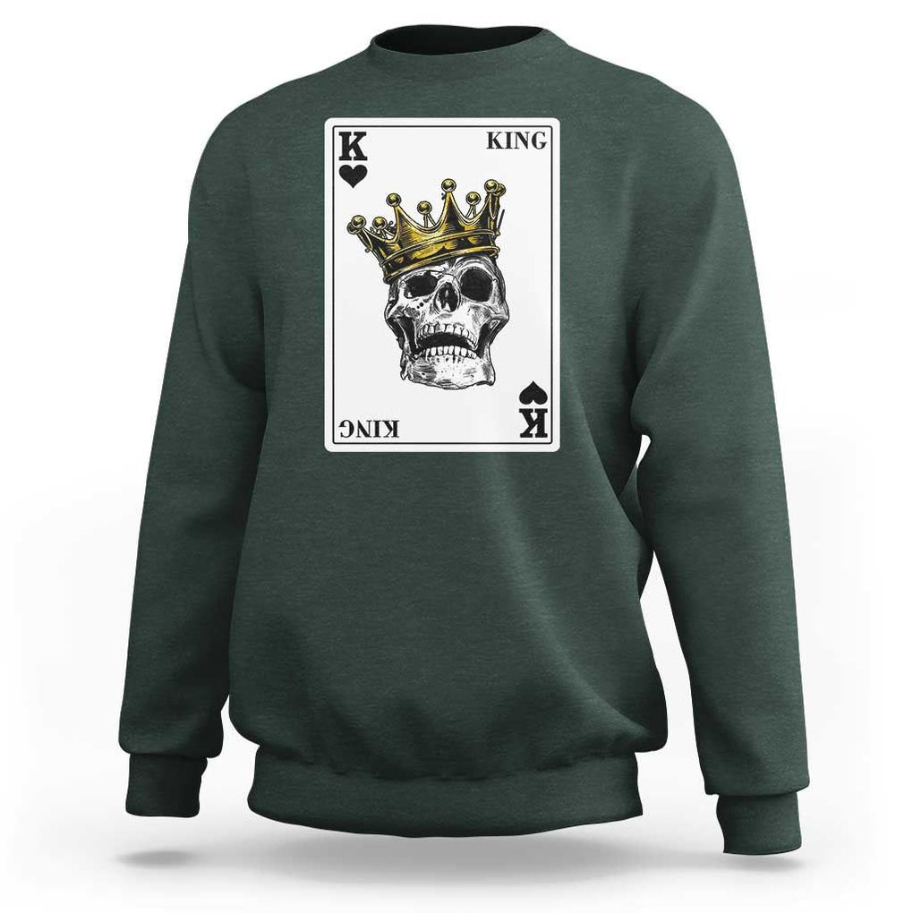 Poker Sweatshirt Couple Matching - 1/2 Card King Skull TS09 Dark Forest Green Print Your Wear