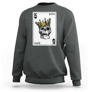 Poker Sweatshirt Couple Matching - 1/2 Card King Skull TS09 Dark Heather Print Your Wear