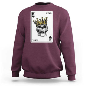 Poker Sweatshirt Couple Matching - 1/2 Card King Skull TS09 Maroon Print Your Wear