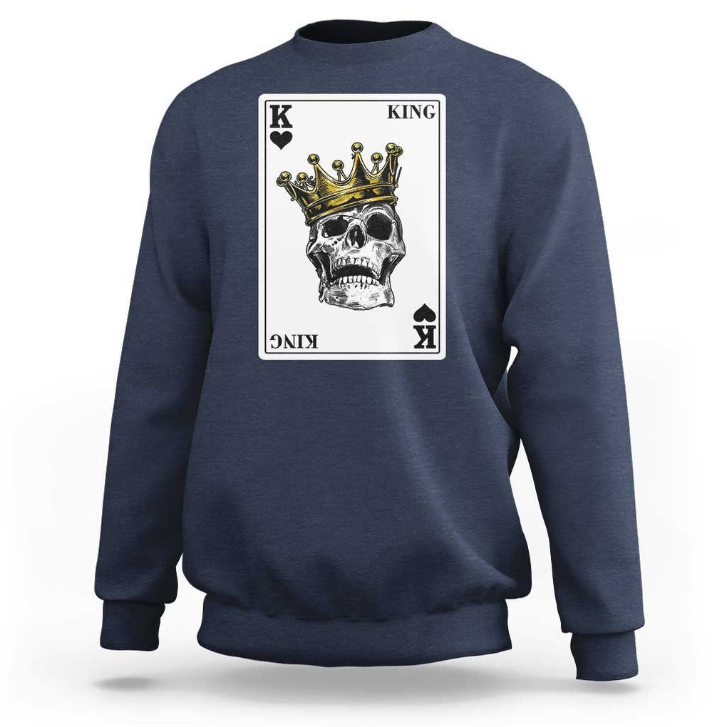 Poker Sweatshirt Couple Matching - 1/2 Card King Skull TS09 Navy Print Your Wear