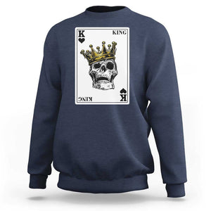 Poker Sweatshirt Couple Matching - 1/2 Card King Skull TS09 Navy Print Your Wear