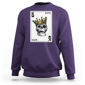 Poker Sweatshirt Couple Matching - 1/2 Card King Skull TS09 Purple Print Your Wear