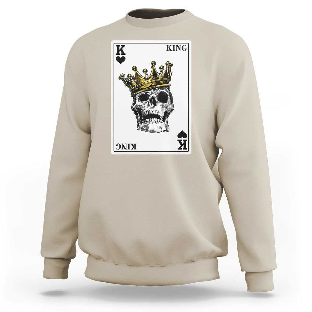 Poker Sweatshirt Couple Matching - 1/2 Card King Skull TS09 Sand Print Your Wear