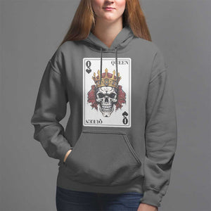 Poker Hoodie Couple Matching - 2/2 Card Queen Skull TS09 Dark Heather Print Your Wear