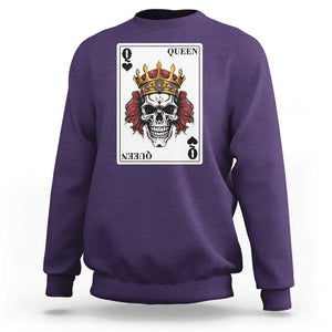 Poker Sweatshirt Couple Matching - 2/2 Card Queen Skull TS09 Purple Print Your Wear