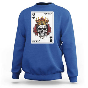 Poker Sweatshirt Couple Matching - 2/2 Card Queen Skull TS09 Royal Blue Print Your Wear