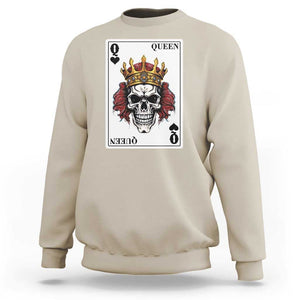 Poker Sweatshirt Couple Matching - 2/2 Card Queen Skull TS09 Sand Print Your Wear