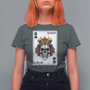 Poker T Shirt For Women Couple Matching - 2/2 Card Queen Skull TS09 Dark Heather Print Your Wear