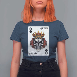 Poker T Shirt For Women Couple Matching - 2/2 Card Queen Skull TS09 Navy Print Your Wear
