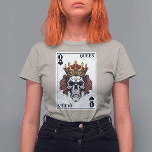 Poker T Shirt For Women Couple Matching - 2/2 Card Queen Skull TS09 Sand Print Your Wear