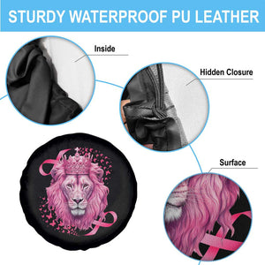 Breast Cancer Awareness Pink Lion Warrior Spare Tire Cover TS09 Print Your Wear