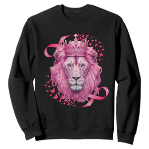 Breast Cancer Awareness Pink Lion Warrior Sweatshirt TS09 Black Print Your Wear