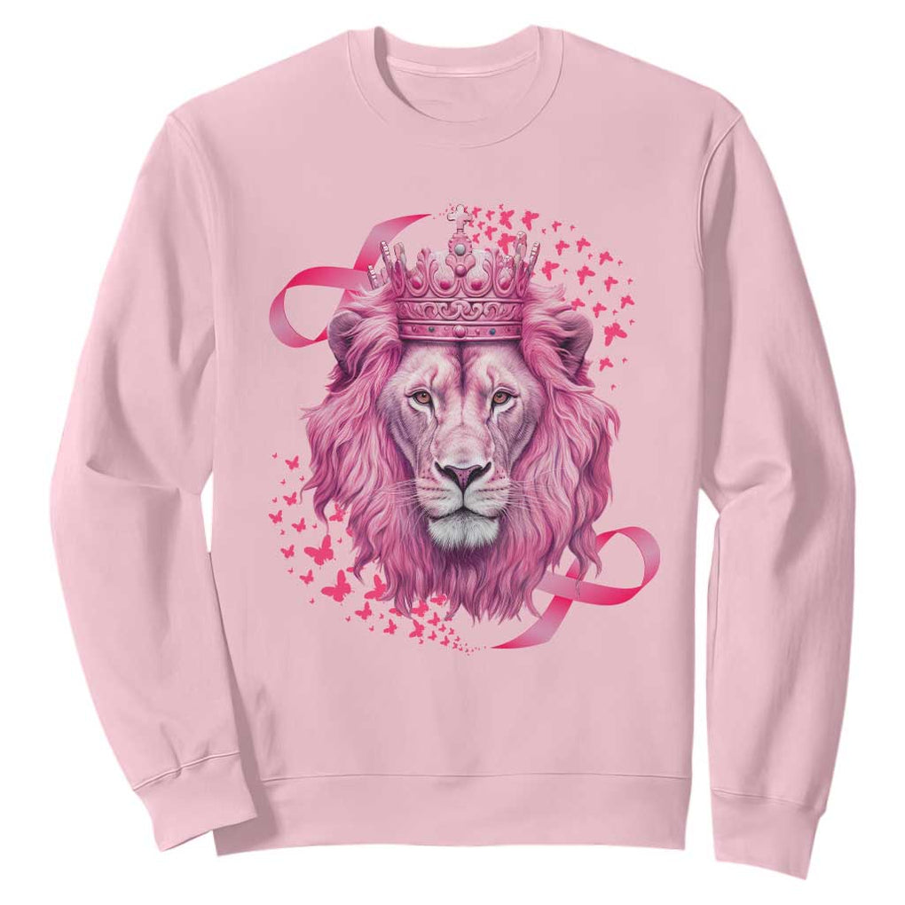 Breast Cancer Awareness Pink Lion Warrior Sweatshirt TS09 Light Pink Print Your Wear
