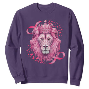 Breast Cancer Awareness Pink Lion Warrior Sweatshirt TS09 Purple Print Your Wear
